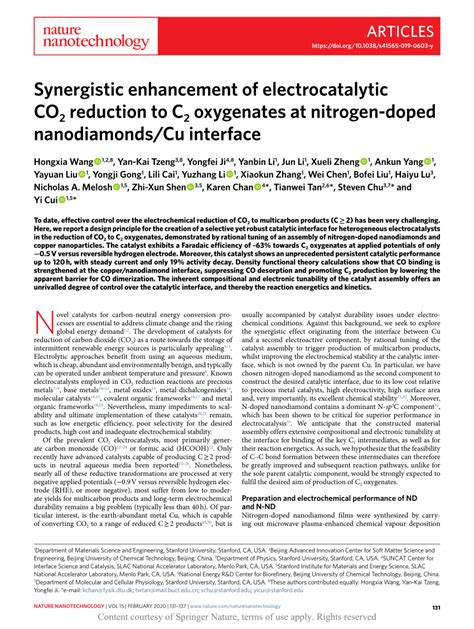 Synergistic enhancement of electrocatalytic CO .